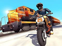 Tricky Bike Stunt VS Train Racing Game